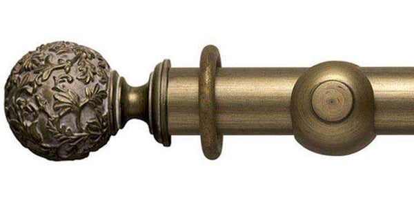 Modern Country 45mm Gold Black Curtain Pole Floral Ball Finial - Curtain Poles Emporium
