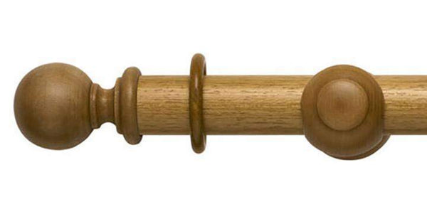 Modern Country 45mm Light Oak Curtain Pole Ball Finial - Curtain Poles Emporium