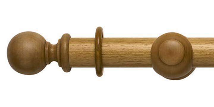 Modern Country 45mm Light Oak Curtain Pole Ball Finial - Curtain Poles Emporium