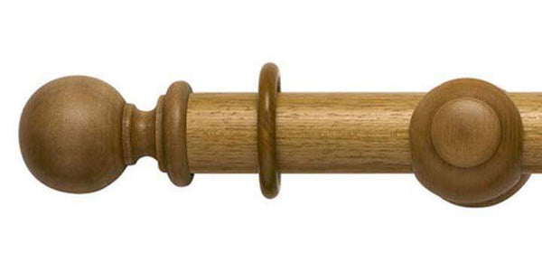 Modern Country 55mm Light Oak Curtain Pole Ball Finial - Curtain Poles Emporium