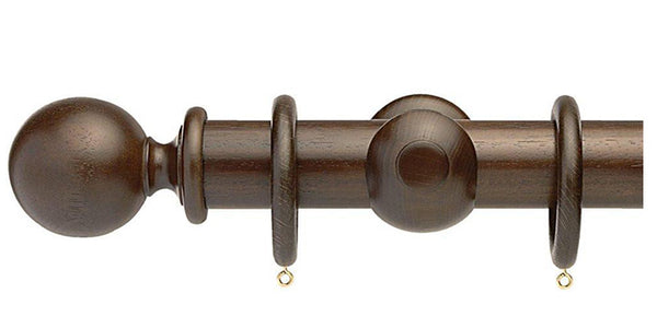 Opus Studio Natural Woodstain Walnut 35mm Wooden Curtain Pole Ball Finial