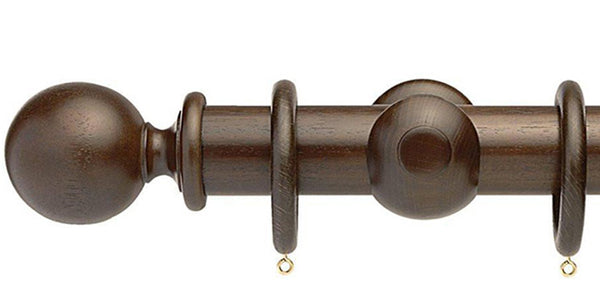 Opus Studio Natural Woodstain Walnut 48mm Wooden Curtain Pole Ball Finial