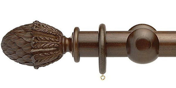 Opus Studio Natural Woodstain Walnut 48mm Wooden Curtain Pole Pineapple Finial