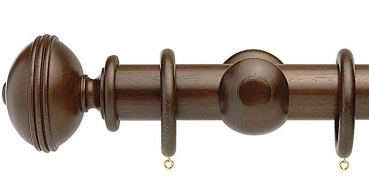 Opus Studio Natural Woodstain Walnut 48mm Wooden Curtain Pole Ribbed Finial