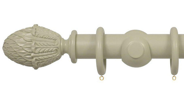 Opus Studio Painted Solid Colour Sage Grey 35mm Wooden Curtain Pole Pineapple Finial