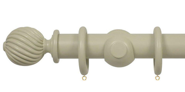 Opus Studio Painted Solid Colour Sage Grey 35mm Wooden Curtain Pole Twisted Finial