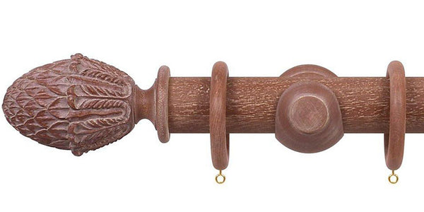 Opus Studio Vintage Mahogany 35mm Wooden Curtain Pole Pineapple Finial