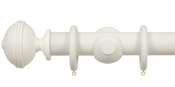 Opus Studio Painted Solid Colour Chalk White 35mm Wooden Curtain Pole Ribbed Finial