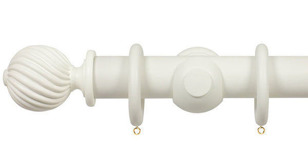 Opus Studio Painted Solid Colour Chalk White 35mm Wooden Curtain Pole Twisted Finial