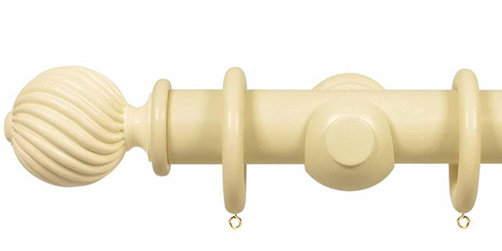Opus Studio Painted Solid Colour Old Cream 48mm Wooden Curtain Pole Twisted Finial