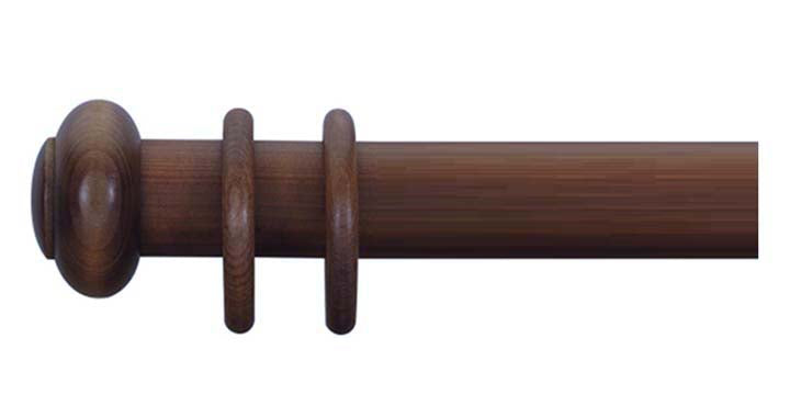 Cameron Fuller 35mm Mahogany Curtain Pole Button Finial - Curtain Poles Emporium