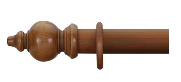 Cameron Fuller 63mm Light Oak Curtain Pole Oriental Finial - Curtain Poles Emporium