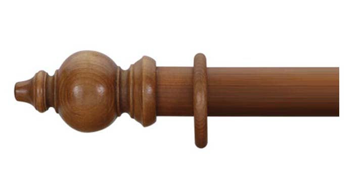 Cameron Fuller 35mm Light Oak Curtain Pole Oriental Finial - Curtain Poles Emporium