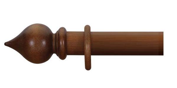 Cameron Fuller 63mm Light Oak Curtain Pole Peardrop Finial - Curtain Poles Emporium