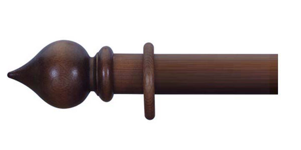 Cameron Fuller 35mm Mahogany Curtain Pole Peardrop Finial - Curtain Poles Emporium